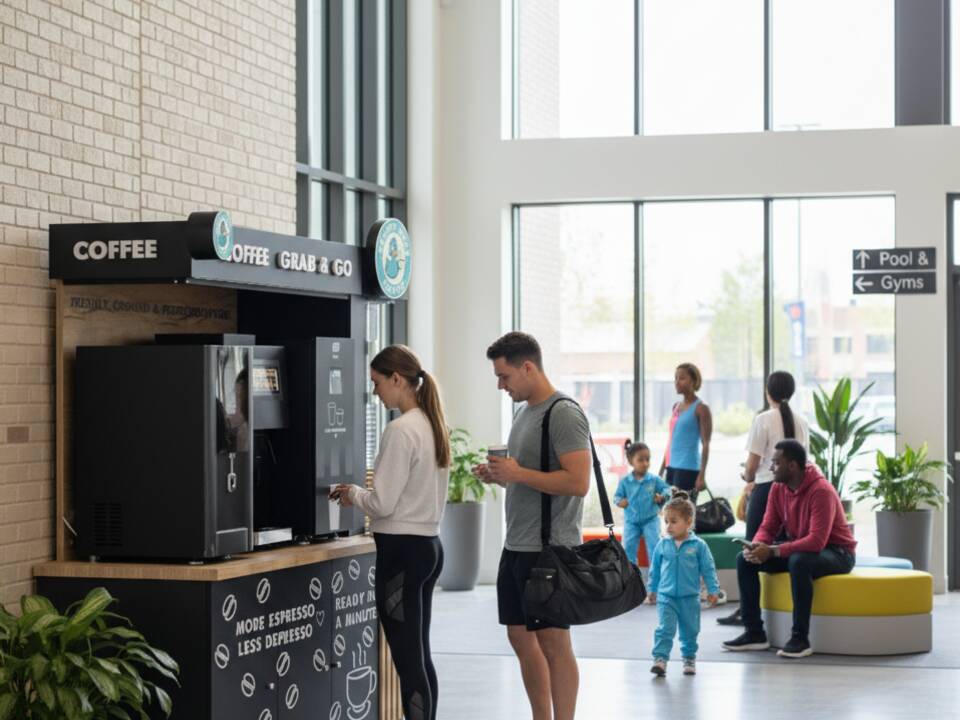 Kiosk in a gym lobby